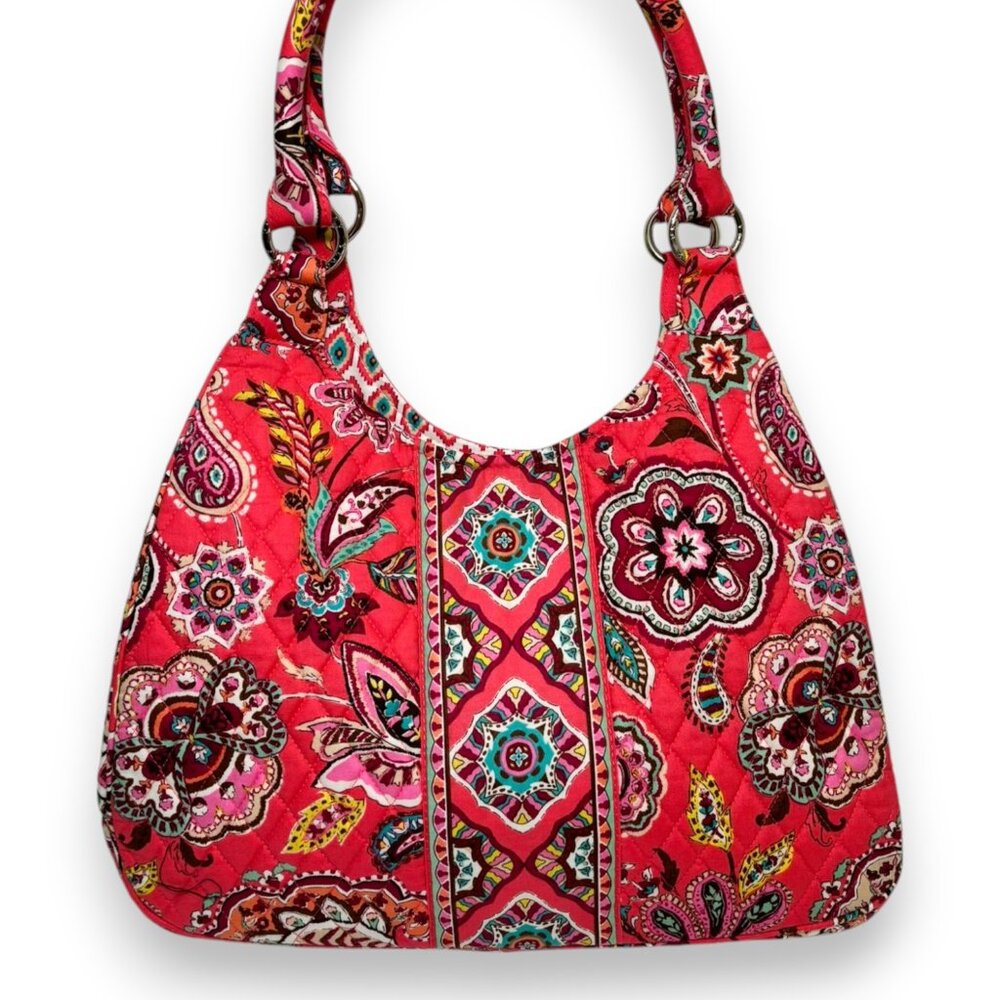 Vera Bradley Call Me Coral Large Hobo Purse Shoulder Bag Paisley Retired Y2K - Picture 1 of 8